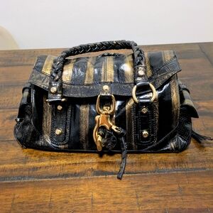 Francessco Biasia Secret Love Satchel Handbag Black and Gold